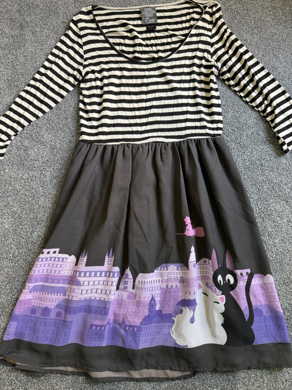 Kiki's Delivery Service Studio Ghibli Striped dress - Black & white striped